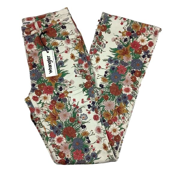 Wrangler Denim - Wrangler Westward 626 High Rise Bootcut Jeans Women's 26X34 Floral Print Cream